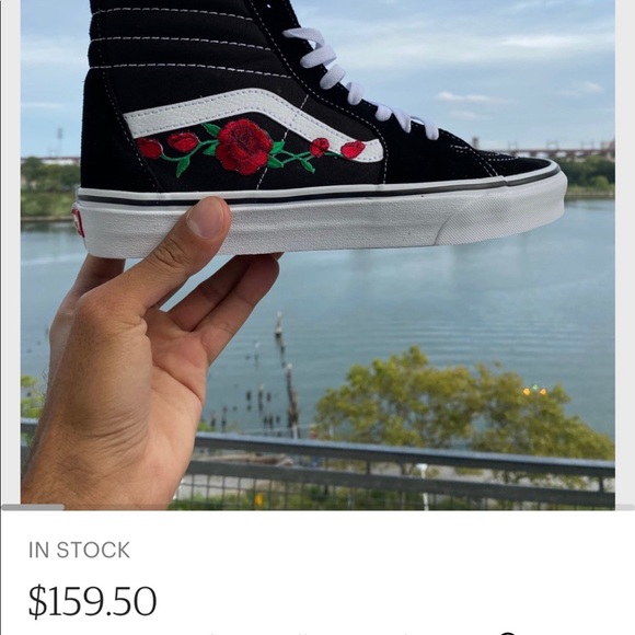 These Vans are black suede and have a custom done red rose. They are a size 9.5 - Picture 4 of 4